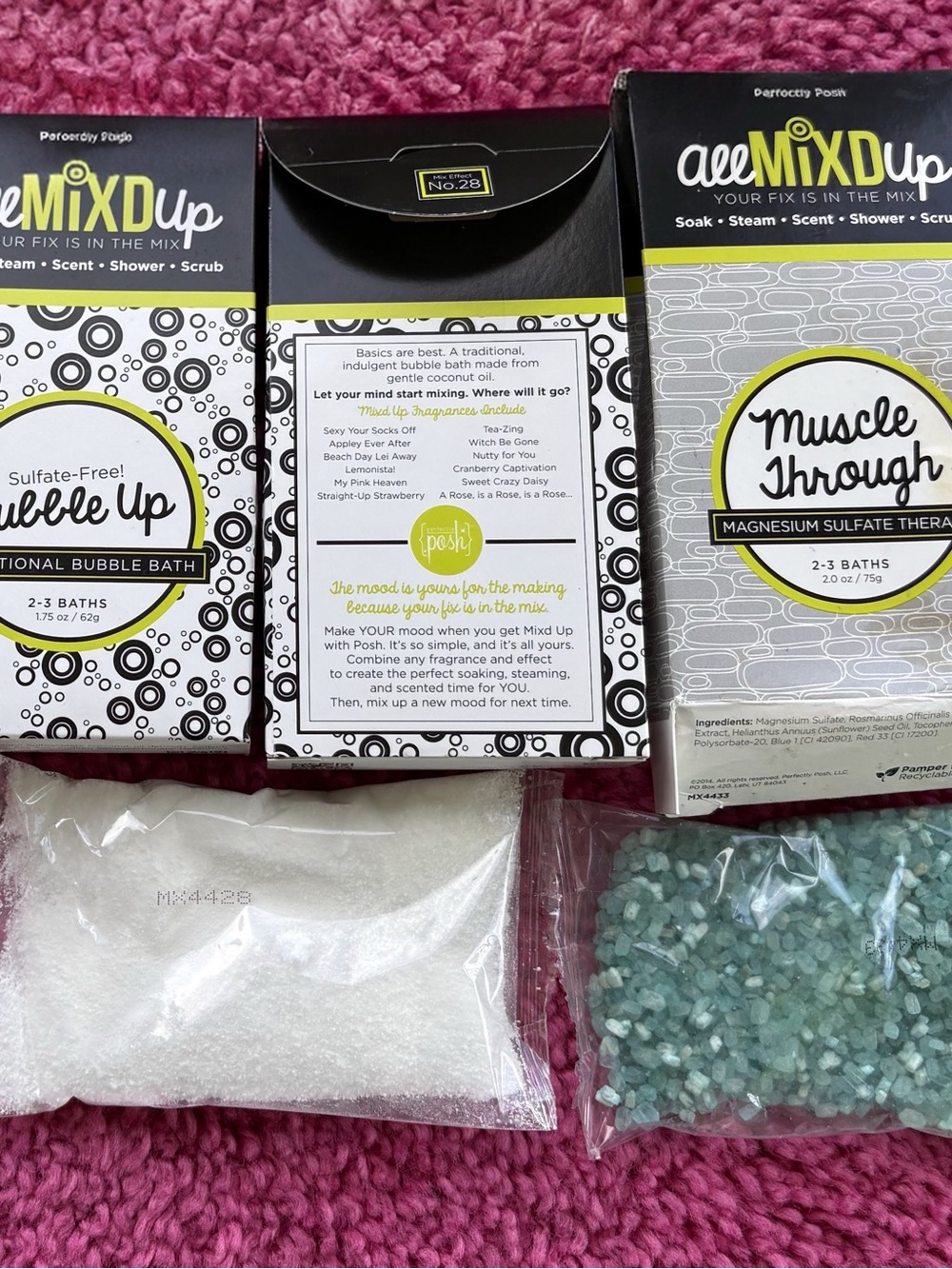 Perfectly Posh ALL MIXED UP 3Pc Bubble Up & Muscle Through Bath Mix Set -RETIRED